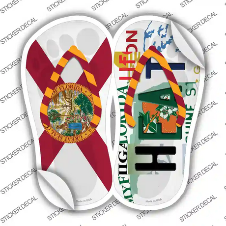 FL Flag|Heat Strip Art Novelty Flip Flops Sticker Decal Small