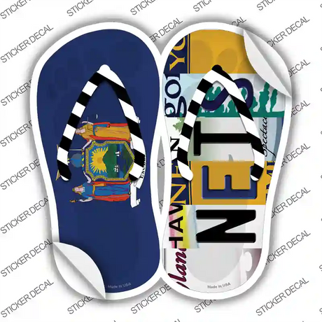 NY Flag|Nets Strip Art Novelty Flip Flops Sticker Decal Small