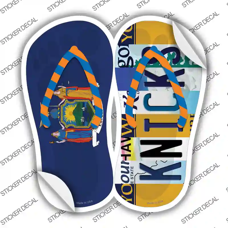 NY Flag|Knicks Strip Art Novelty Flip Flops Sticker Decal Small