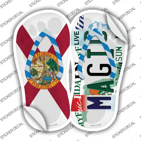 FL Flag|Magic Strip Art Novelty Flip Flops Sticker Decal Small