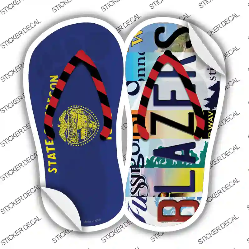 OR Flag|Blazers Strip Art Novelty Flip Flops Sticker Decal Small