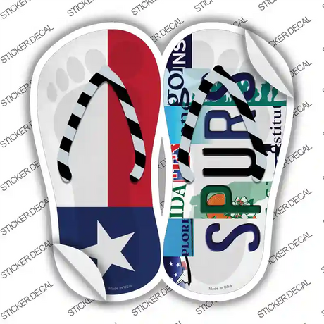 TX Flag|Spurs Strip Art Novelty Flip Flops Sticker Decal Small