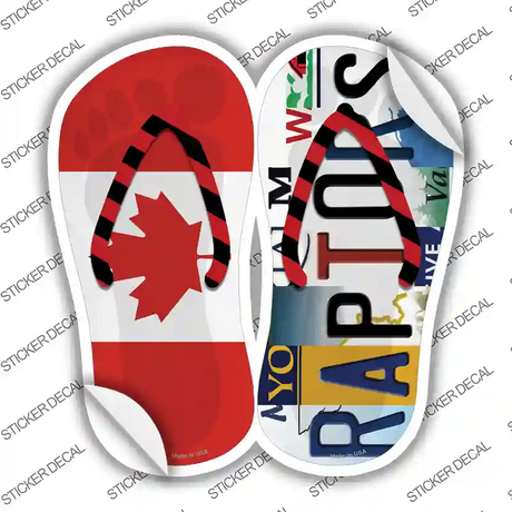 CAN Flag|Raptors Strip Art Novelty Flip Flops Sticker Decal Small