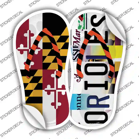 MD Flag|Orioles Strip Art Novelty Flip Flops Sticker Decal Small