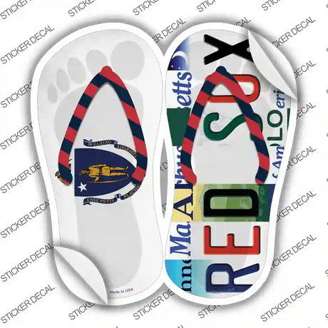 MA Flag|Red Sox Strip Art Novelty Flip Flops Sticker Decal Small