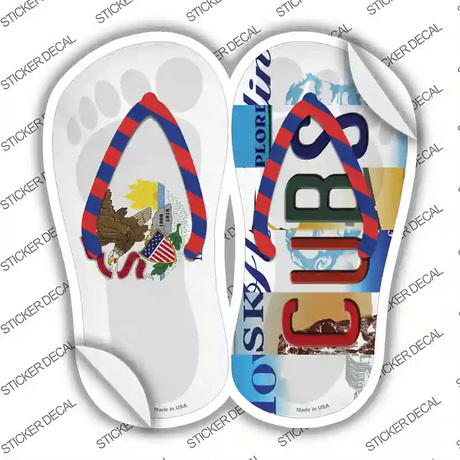 IL Flag|Cubs Strip Art Novelty Flip Flops Sticker Decal Small