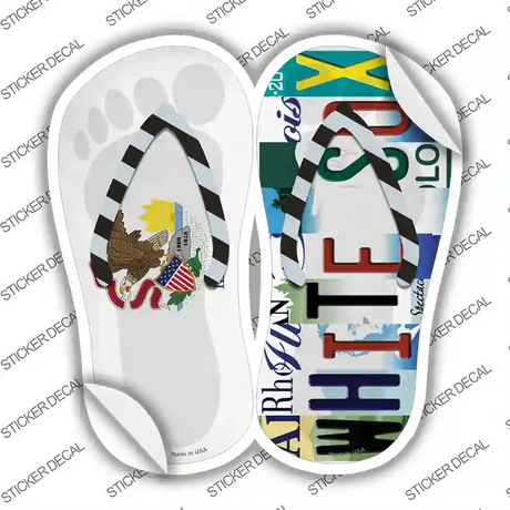 IL Flag|White Sox Strip Art Novelty Flip Flops Sticker Decal Small