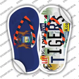 MI Flag|Tigers Strip Art Novelty Flip Flops Sticker Decal Small