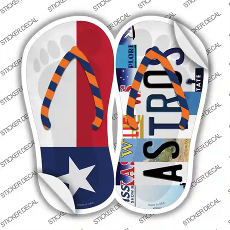 TX Flag|Astros Strip Art Novelty Flip Flops Sticker Decal Small