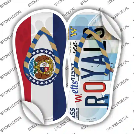 MO Flag|Royals Strip Art Novelty Flip Flops Sticker Decal Small