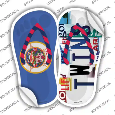 MN Flag|Twins Strip Art Novelty Flip Flops Sticker Decal Small