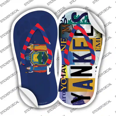 NY Flag|Yankees Strip Art Novelty Flip Flops Sticker Decal Small