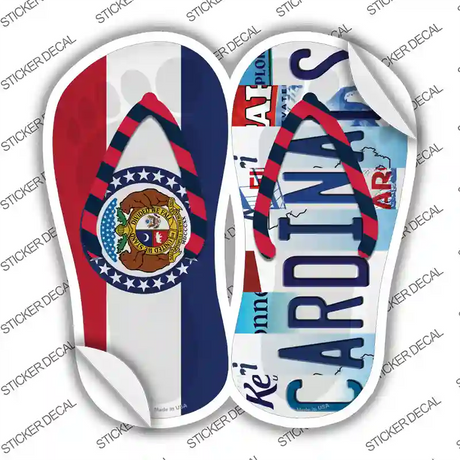 MO Flag|Cardinals Strip Art Novelty Flip Flops Sticker Decal Small