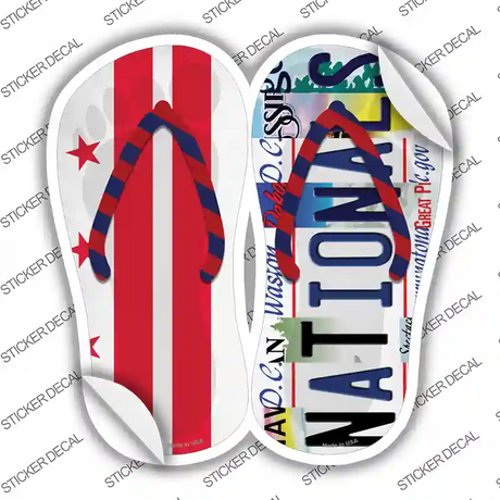 DC Flag|Nationals Strip Art Novelty Flip Flops Sticker Decal Small