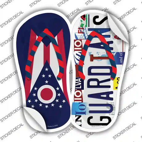 OH Flag|Guardians Strip Art Novelty Flip Flops Sticker Decal Small