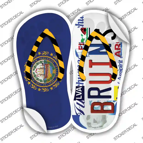 NH Flag|Bruins Strip Art Novelty Flip Flops Sticker Decal Small