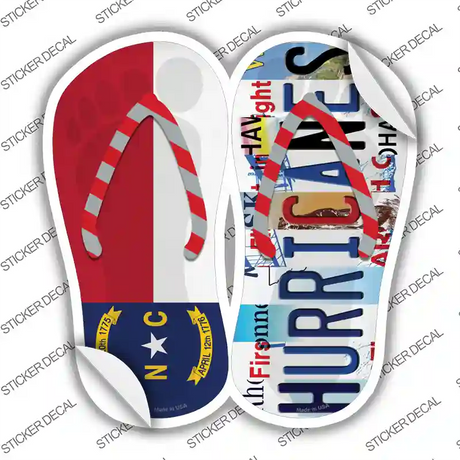 NC Flag|Hurricanes Strip Art Novelty Flip Flops Sticker Decal Small