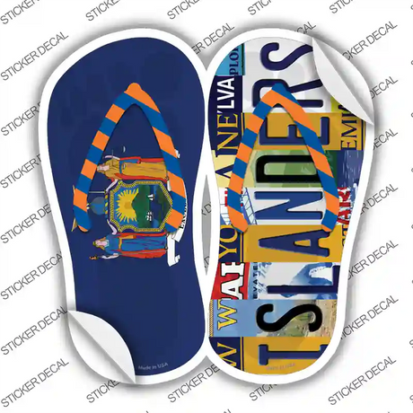 NY Flag|Islanders Strip Art Novelty Flip Flops Sticker Decal Small