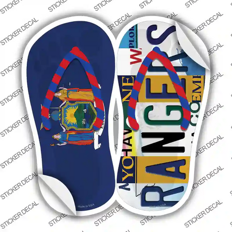 NY Flag|Rangers Strip Art Novelty Flip Flops Sticker Decal Small