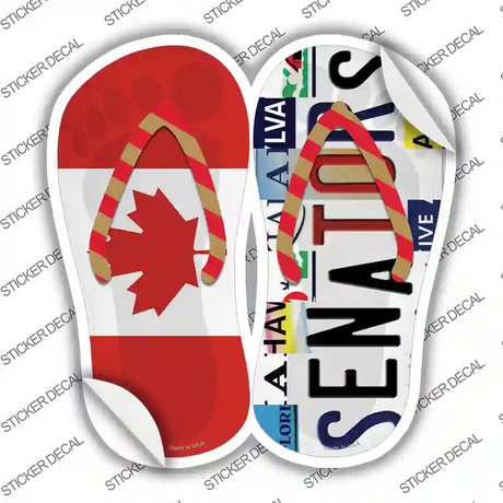 CAN Flag|Senators Strip Art Novelty Flip Flops Sticker Decal Small