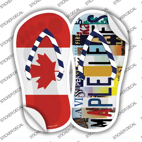 CAN Flag|Maple Leafs Strip Art Novelty Flip Flops Sticker Decal Small