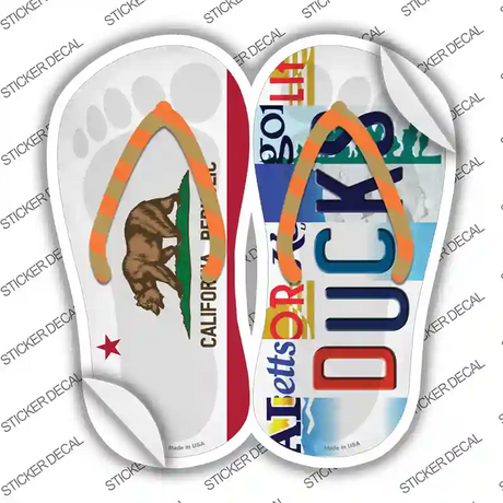 CA Flag|Ducks Strip Art Novelty Flip Flops Sticker Decal Small