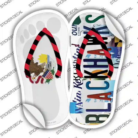 IL Flag|Blackhawks Strip Art Novelty Flip Flops Sticker Decal Small