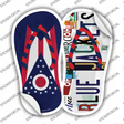 OH Flag|Blue Jackets Strip Art Novelty Flip Flops Sticker Decal Small