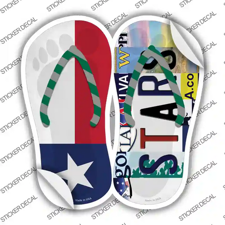 TX Flag|Stars Strip Art Novelty Flip Flops Sticker Decal Small