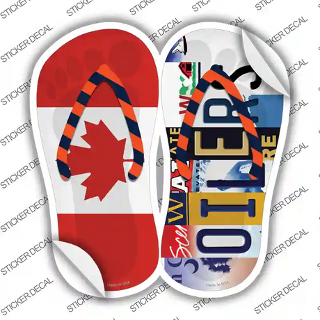 CAN Flag|Oilers Strip Art Novelty Flip Flops Sticker Decal Small