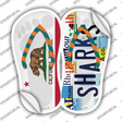 CA Flag|Sharks Strip Art Novelty Flip Flops Sticker Decal Small