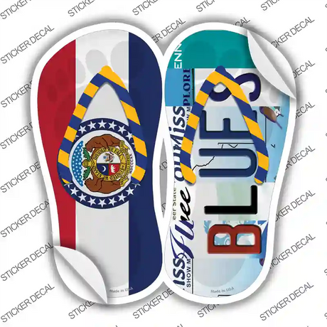 MO Flag|Blues Strip Art Novelty Flip Flops Sticker Decal Small