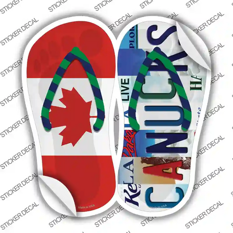 CAN Flag|Canucks Strip Art Novelty Flip Flops Sticker Decal Small