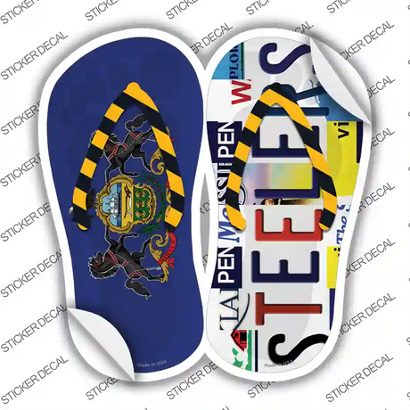 PA Flag|Steelers Strip Art Novelty Flip Flops Sticker Decal Small