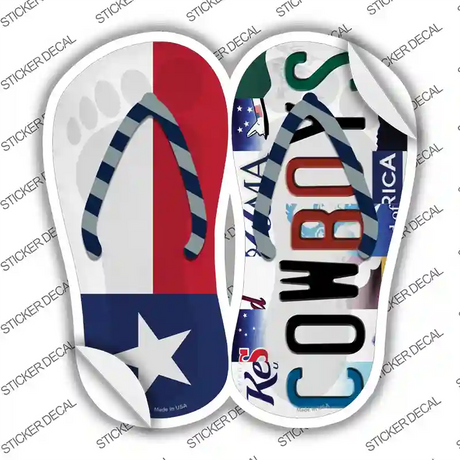 TX Flag|Cowboys Strip Art Novelty Flip Flops Sticker Decal Small