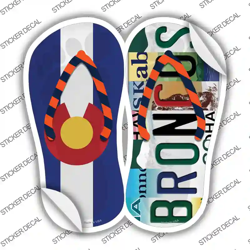 CO Flag|Broncos Strip Art Novelty Flip Flops Sticker Decal Small