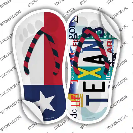 TX Flag|Texans Strip Art Novelty Flip Flops Sticker Decal Small