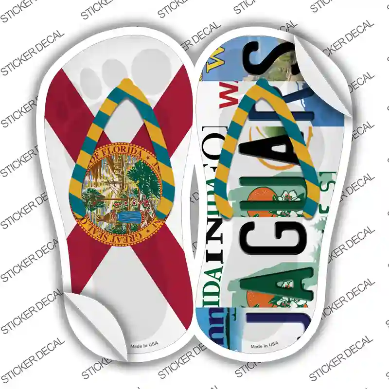 FL Flag|Jaguars Strip Art Novelty Flip Flops Sticker Decal Small