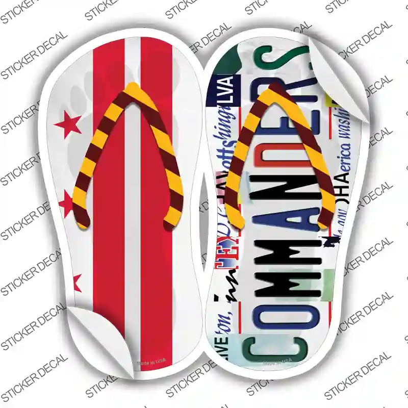 DC Flag|Commanders Strip Art Novelty Flip Flops Sticker Decal Small