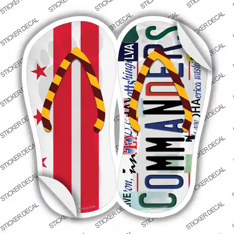 DC Flag|Commanders Strip Art Novelty Flip Flops Sticker Decal Small