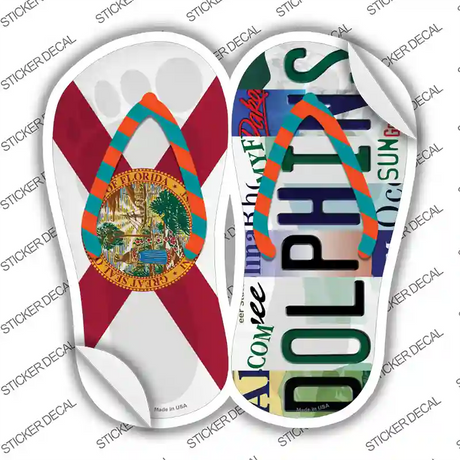 FL Flag|Dolphins Strip Art Novelty Flip Flops Sticker Decal Small