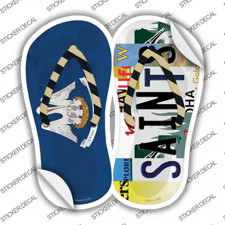 LA Flag|Saints Strip Art Novelty Flip Flops Sticker Decal Small