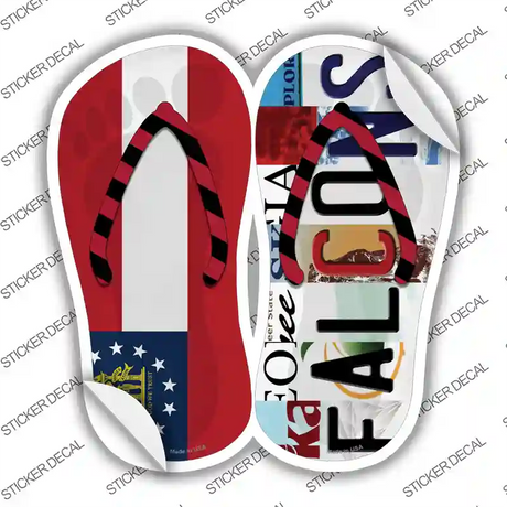 GA Flag|Falcons Strip Art Novelty Flip Flops Sticker Decal Small