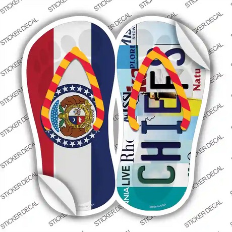 MO Flag|Chiefs Strip Art Novelty Flip Flops Sticker Decal Small