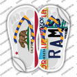 CA Flag|Rams Strip Art Novelty Flip Flops Sticker Decal Small