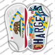 CA Flag|Chargers Strip Art Novelty Flip Flops Sticker Decal Small