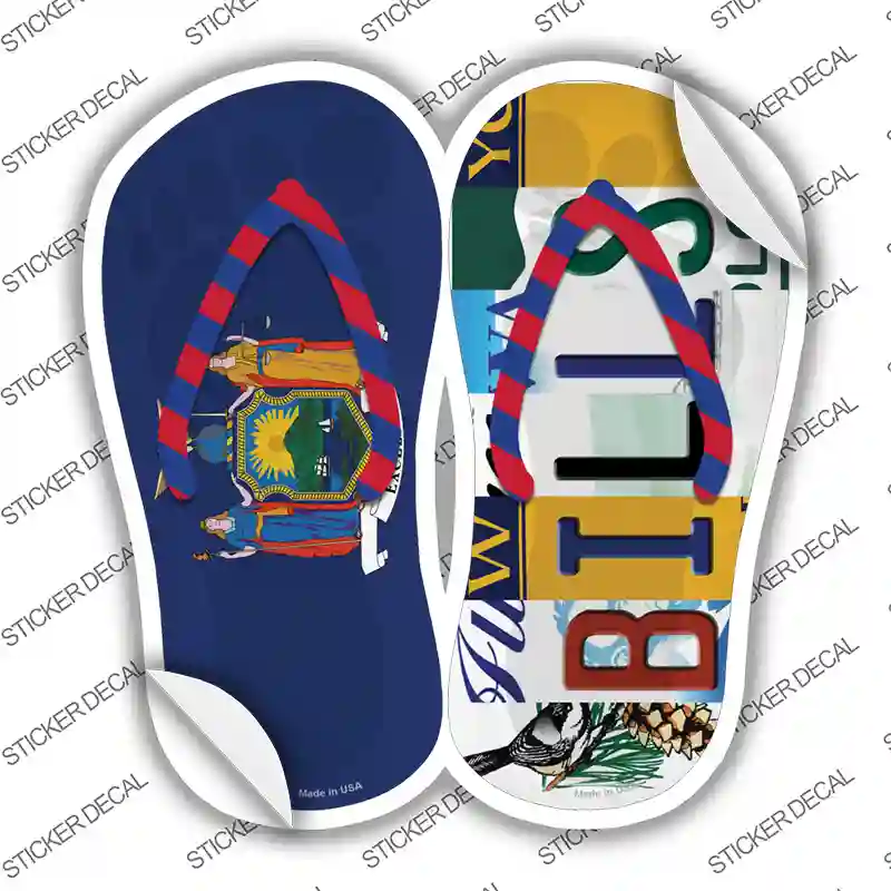 NY Flag|Bills Strip Art Novelty Flip Flops Sticker Decal Small