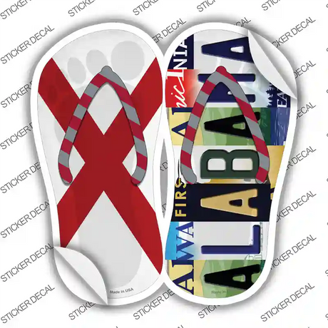 AL Flag|Alabama Strip Art Novelty Flip Flops Sticker Decal Small