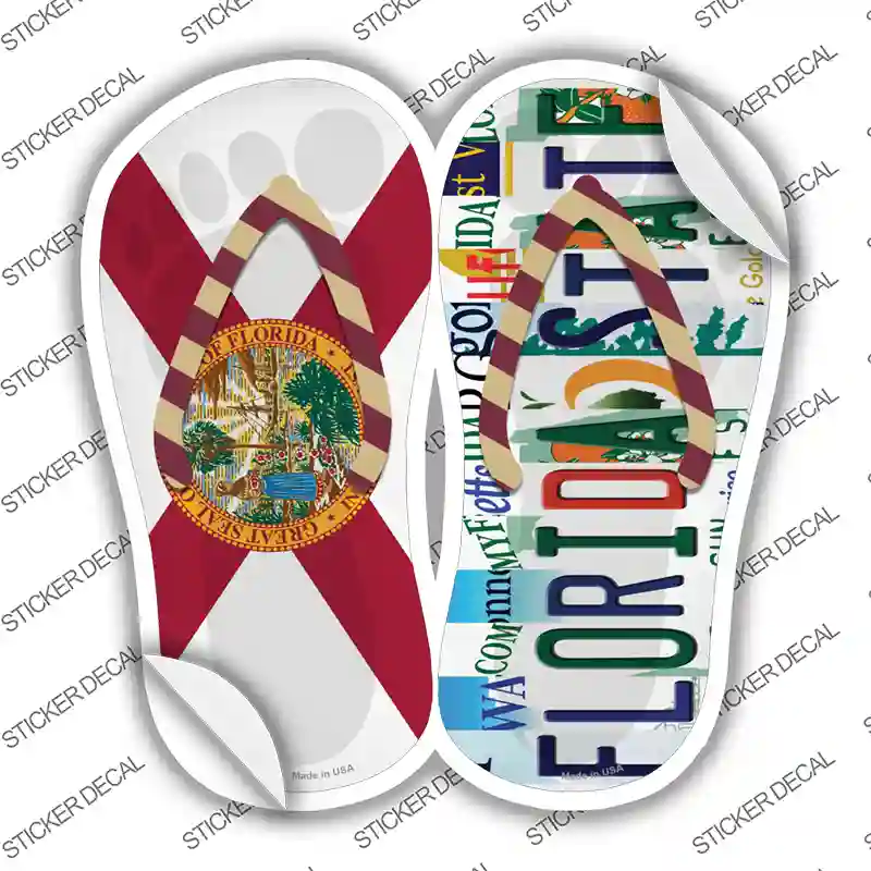 FL Flag|Florida State Strip Art Novelty Flip Flops Sticker Decal Small