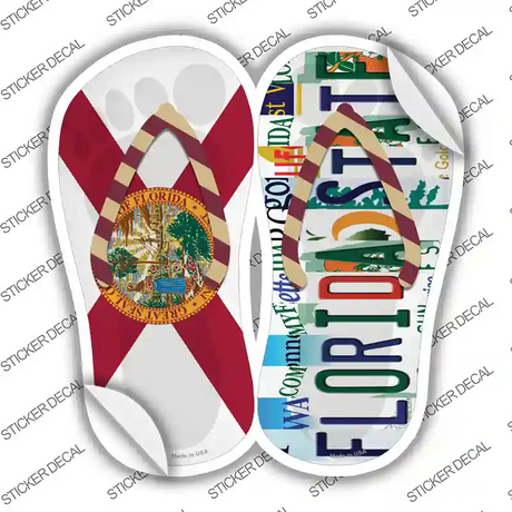 FL Flag|Florida State Strip Art Novelty Flip Flops Sticker Decal Small